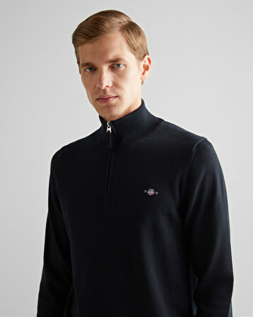 GANT Erkek Siyah Regular Fit Yarım Fermuarlı Kazak