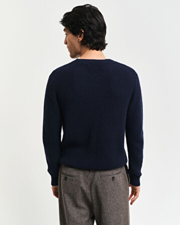 GANT Erkek Lacivert Regular Fit Bisiklet Yaka Kazak