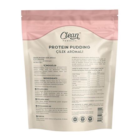 Clean Powders Protein Pudding 500 Gr - ÇİLEK