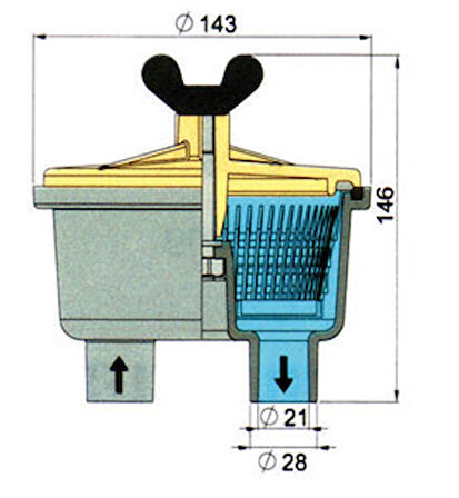 Vetus tip 150 deniz suyu filtresi maksimum 262 lt/dakika