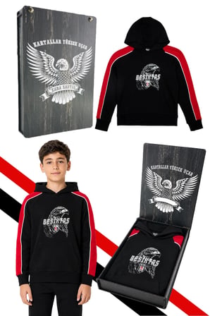 BEŞİKTAŞ ÇOCUK KAPÜŞONLU SWEATSHIRT LAZER KUTU HEDİYELİ