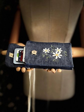MEADOV Nakış İşlemeli Keten Telefon Çantası, Telefon Kılıfı v81