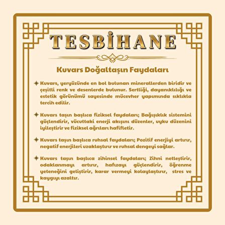 Kararmaz Metal Ayyıldız Püsküllü Fasetalı Küre Kesim Kuvars Doğaltaş Tesbih