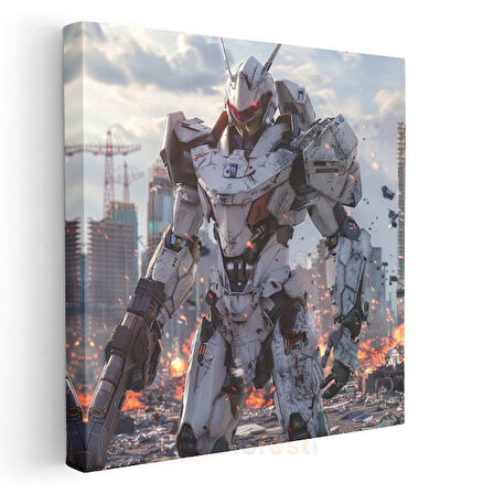 Savaş Robotu - Şehir Harabeleri Anime Kanvas Tablo