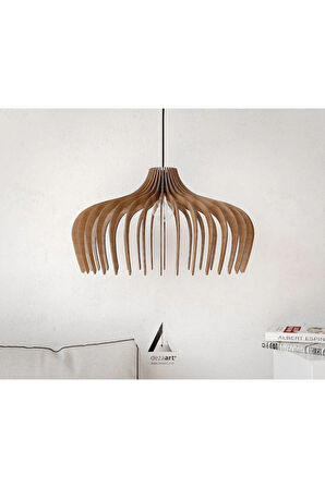 55 Cm Rustik Retro Sarkıt Ahşap Büyük Vintage Salon Mutfak Avizesi