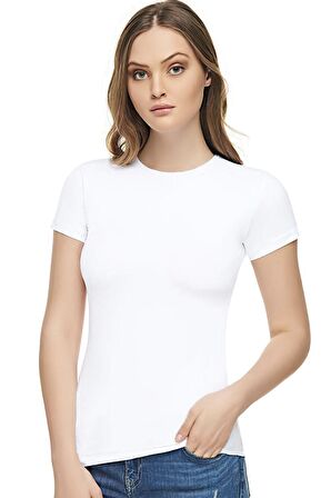 Kadın Beyaz Pamuklu Elastan Body 3'lü Paket Elt2202