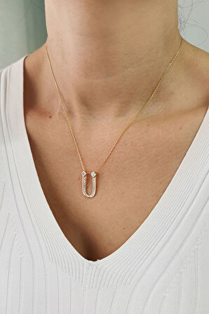 Altın Burgu Kenar Ü Harf Kolye