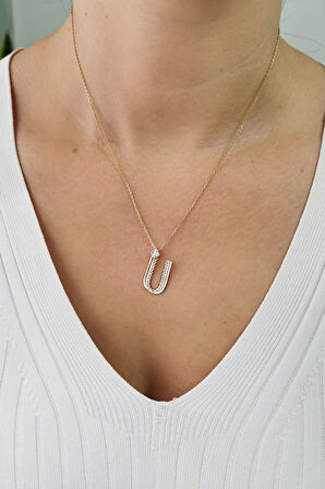 Altın Burgu Kenar U Harf Kolye