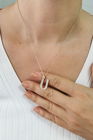 Altın Burgu Kenar U Harf Kolye