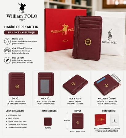 WİLLİAMPOLO Minimal Hakiki Deri Unisex Kartlık