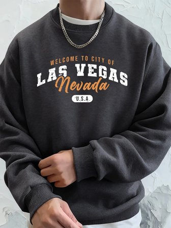 Las Vegas'e Hoş Geldiniz Nevada Baskılı Erkek Sweatshirtleri Kışlık Polar Sıcak Kapüşonlu Üst