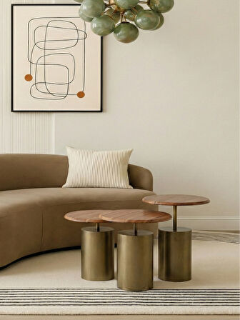 Toskana Walnut Zigon Sehpa Seti