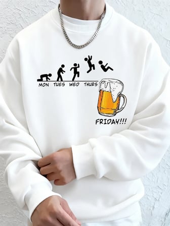 Cuma bira sevgilisi komik baskılı erkek kazak kış polar sıcak Hoodies kore gevşek bisiklet ya