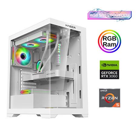 Xaser Xsr812 Ryzen 5 5600 16GB Ram 512GB M.2 NVMe SSD 12GB RTX3060 24"Curved 180Hz Sıvı Soğutma Oyuncu Bilgisayarı