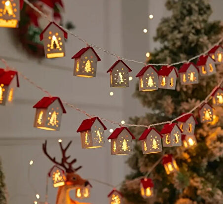 Ev  Şekilli Peri Işıkları Yeni Yıl Noel Yılbaşı Işıkları