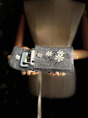 MEADOV Nakış İşlemeli Keten Telefon Çantası, Telefon Kılıfı v26