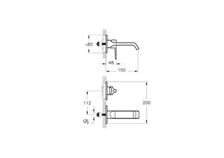 VitrA Suit A4278239 Ankastre Lavabo Bataryası, Sıva Üstü, Parlak Siyah