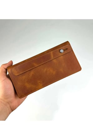 Erkek Hakiki Deri Taba Telefon Bölmeli Uzun Cüzdan ve Kartlık