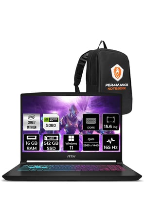 Katana 15 i7 14650HX 16GB 512GB SSD RTX5060/8GB 115W 15.6" QHD 165Hz W11P Gaming Laptop B14WFK