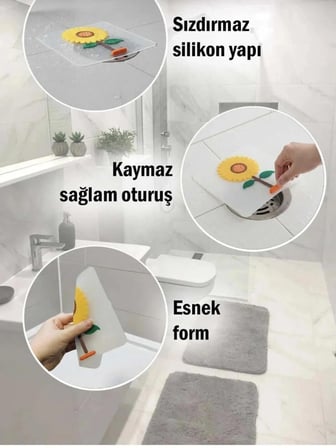 Ayçiçeği Kare Silikon Kötü Koku Önleyici Gider Kapağı Banyo Mutfak, Balkon Lavabo Tıpası 14,5x14