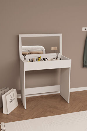 DF02114 Kapaklı Aynalı Bölmeli Makyaj Masası