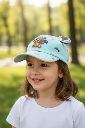 Kitti 5-8 Yaş Unisex Bebek & Çocuk Aksesuarlı Yazlık Şapka