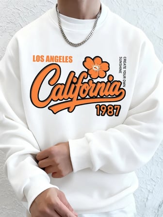 Los Angeles Kaliforniya 1987 Baskılı Erkek Sweatshirt Kışlık Bol Kapüşonlu Spor Bisiklet Yaka