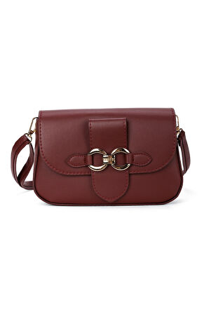 2'li Kadın Çanta Paketi Kapaklı Çapraz Askılı Bordo ve Bej Omuz Çantası 2 Adet