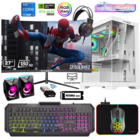 Xaser Xsr807 i5 12400F 16GB Ram 512GB M.2 NVMe SSD 12GB RTX4070 SUPER 27"Curved 180Hz Sıvı Soğutma Oyuncu Bilgisayarı