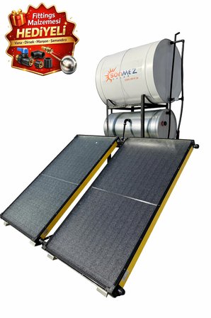 Solar 2 Kollektörlü Tonluk Depolu Güneş Enerjisi (AÇIK DEVRE DOĞAL AKIŞLI ANTİFRİZSİZ) (YAZLIK)