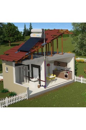 Solar KROM KILIF 18x Vakum Tüplü Güneş Enerji Sıcak Su Sistemleri (AÇIK DEVRE DOĞAL AKIŞLI)