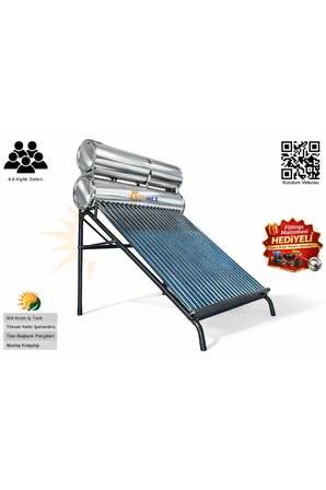 Solar KROM KILIF 24x Vakum Tüplü Güneş Enerjisi Sıcak Su Sistemi (AÇIK DEVRE DOĞAL AKIŞLI)
