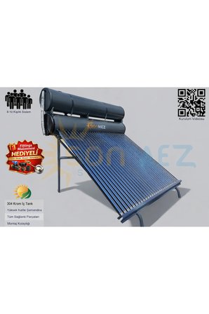 Solar 36x Vakum Tüplü Güneş Enerjisi Sıcak Su Sistemleri (AÇIK DEVRE DOĞAL AKIŞLI)