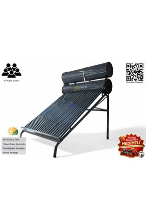 Solar 24x Vakum Tüplü Güneş Enerjisi Sıcak Su Sistemi (AÇIK DEVRE DOĞAL AKIŞLI)