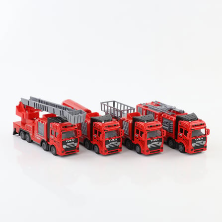 Pasifik Toys Metal Kafalı , Çek-Bırak ,4'lü Itfaiye Seti Fonksiyonlu Kaliteli Malzeme Standartlara Uygun Ürünler