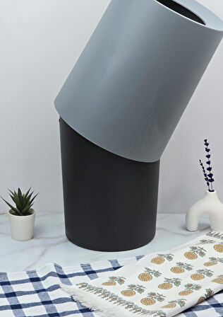 Poşet Göstermeyen Çöp Kovası - 2 Parça Plastik Çöp Kovası - Banyo, Mutfak - 8 Litre