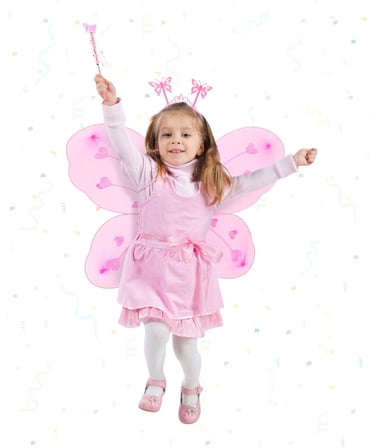 Pembe Kız Seti – 50 cm Kanadı, Taç ve Asa Parti Kıyafeti Eğlence Ürünü Fantazi Set