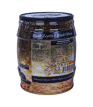 Yöre Gurme İnci Tanesi Sofralık Siyah Zeytin Teneke 750 G