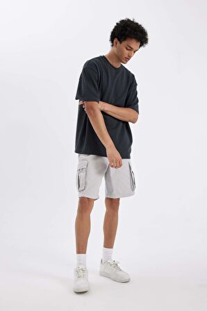 DeFacto Relax Fit Düz Paça Gabardin Bermuda Şort C5400AX24SMGR184