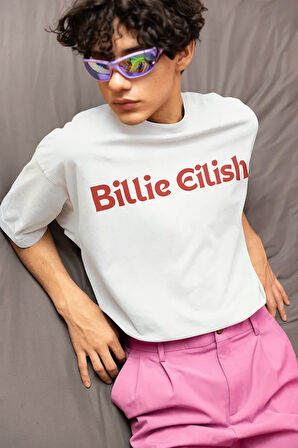 Tasarım Billie Eilish Baskılı Unisex Oversize Şarkıcı Tişört