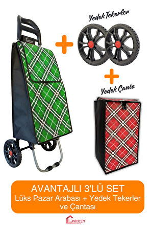 Pazar Arabası Plus Avantajlı 3' lü SET Pazar Arabası + Yedek Tekeri + Yedek Çantası.