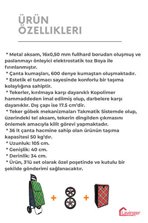 Pazar Arabası Plus Avantajlı 3' lü SET Pazar Arabası + Yedek Tekeri + Yedek Çantası.