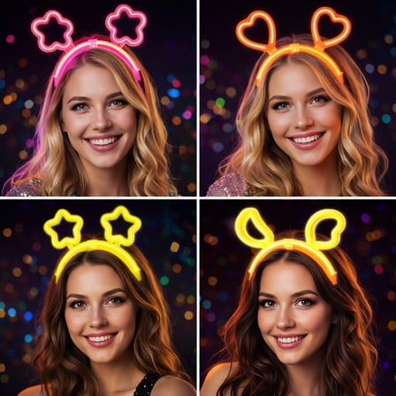 Delux Serisi Kutlama Süsü Doğum Günü Gece Eğlencesi Karanlıkta Parlayan Glow Taç Seti 12 Adet