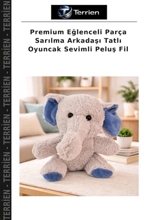 Premium Eğlenceli Parça Sarılma Arkadaşı Tatlı Oyuncak Sevimli Peluş Fil
