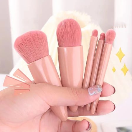 Özel Seri Seyahat Boyu Fiber Kıl Kapsamlı Set Makyaj 5 Parça Profesyonel Aynalı Makyaj Fırçası Seti