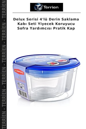 Delux Serisi 4'lü Derin Saklama Kabı Seti Yiyecek Koruyucu Sofra Yardımcısı Pratik Kap