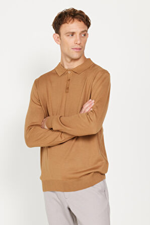 Standart Fit Normal Kesim Polo Yaka Triko Kazak