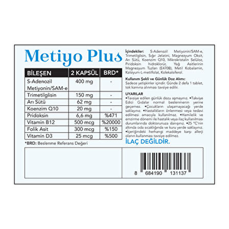 Metiyo Plus - 60 Kapsül - Takviye Edici Gıda 