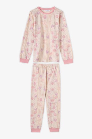 Kız Çocuk Lila Starlit Friends Pamuklu Uzun Kollu 2'li Pijama Takımı