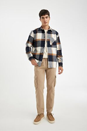DeFacto Regular Fit Polo Yaka Kareli Oduncu Uzun Kollu Gömlek A5553AX24AUNV64